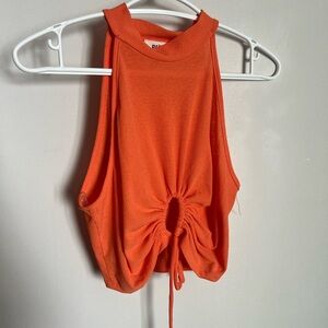 Privy - Bright Orange Drawstring Crop Top